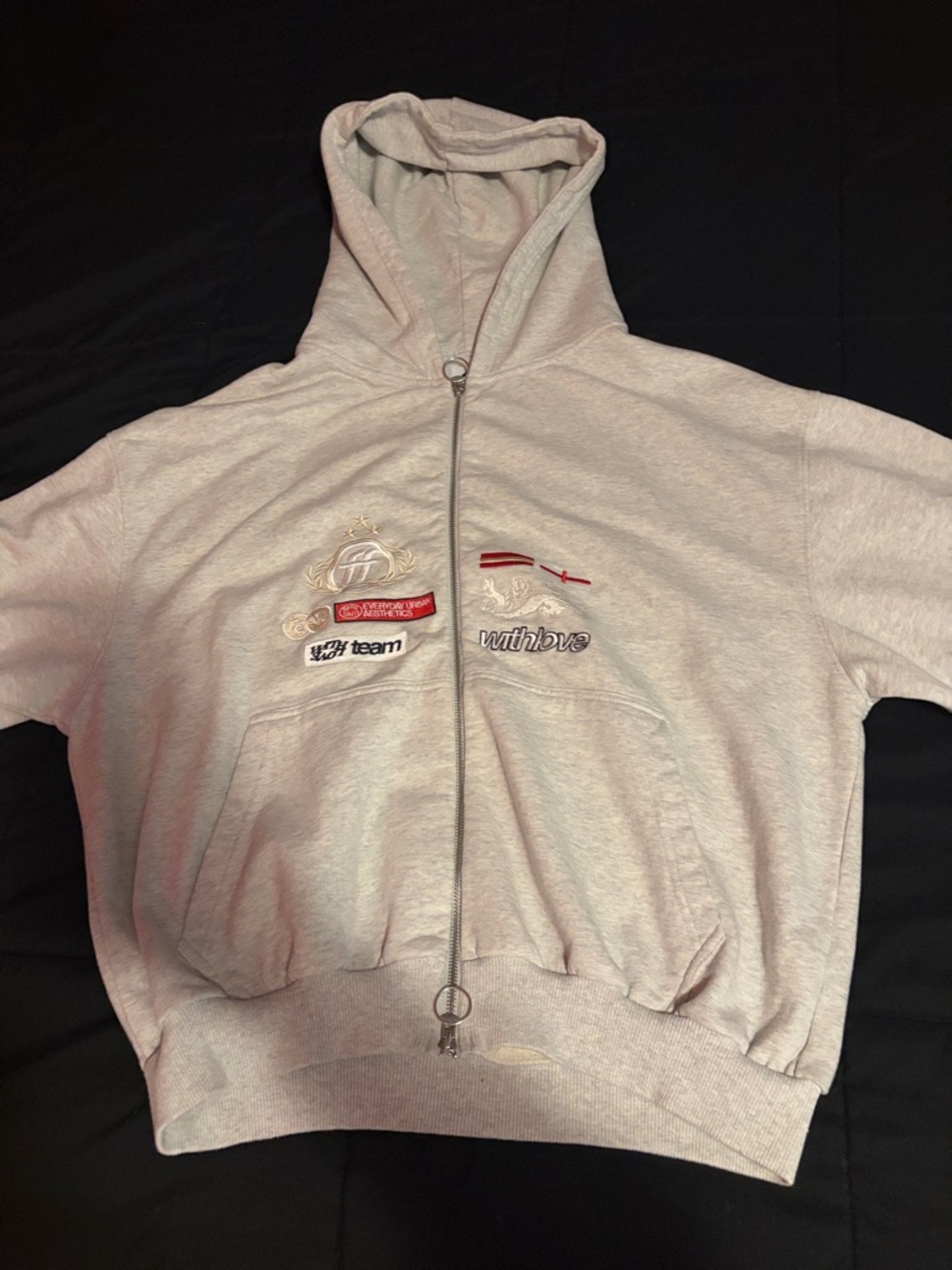 Light grey Zip Hoodie scuffers